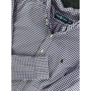 Ralph Lauren Purple White Gingham Button Down Shirt Mens XL Cotton